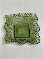 Indiana Glass Diamond Point Green Square