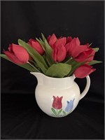 Vintage Ceramic pitcher with tulip design and