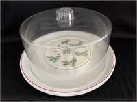 Christmas cake plate, plastic