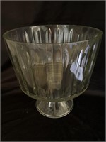 Large heavy glass pedestal bowl 9”