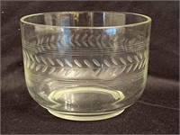 Vintage etched glass bowl 6”