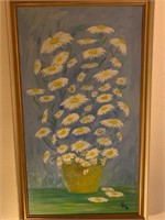 Signed 'GG' Sunflower Painting 24” x 45”