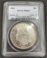 (PQ) 1881 Silver Morgan dollar PCGS MS63