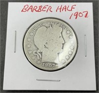 (PQ) 1907 Barber Half dollar