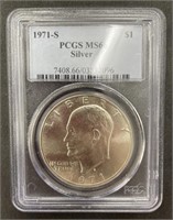 (QR) 1971-S Eisenhower silver dollar PCGS MS66