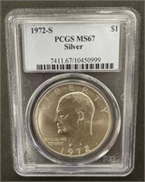 (QR) 1972-S Eisenhower silver dollar PCGS MS67