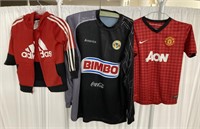 (D) assorted soccer jersey and hoodie various