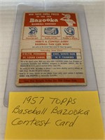 (S) Topps 1957 baseball boo bazooka contest card