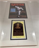 (S) Jim catfish hunter signed card and poster