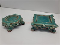 Pair of Ornate Ceramic Footed Plant Stands