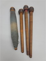 4 Vtg Wooden Quill Pirns Bobbins for Wept Threads