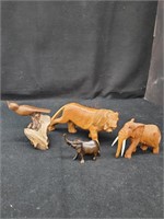 Lot of 4 Hand Carved Wooden Animals