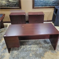 Office Desk, File Cabinets & 5 Office Chairs
