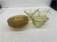 Vintage Yellow Depression Federal Glass Set