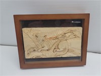 Framed Wood Carved Panther Signed by Pat Smith