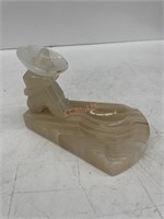 Carved Man in Sombrero Marble Ashtray
