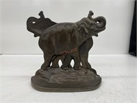 Cast Metal Signed Elephant Bookends