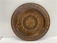 Vintage Brown Hand-carved Wooden Plate