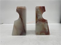 Solid Marbled Onyx Bookends