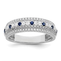 .68 CTW Diamond & Blue Sapphire Ring 14k WG