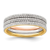1/2 CTW+ Diamond Stacklable Bands 14k Tri- Gold