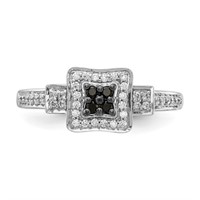 Black & White Diamond Halo Ring 14k WG