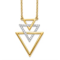 14k Gold & Diamond Stacked Triangle Necklace