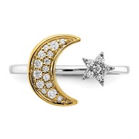 Diamond Moon Celestial Ring 14k Bi-Color Gold