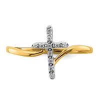 Diamond Cross Ring 14k Yellow & White Gold
