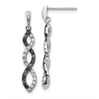 Black & White Diamond Twist Dangle Earrings 14k WG