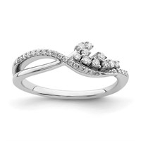 14k White gold and Diamond Wave Ring