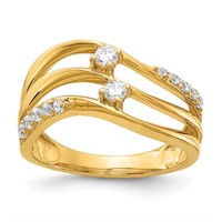 Designer Diamond Wave Ring 14k Yellow Gold