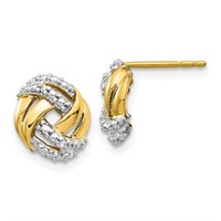 14k Two-Tone Gold Love Knot Diamond Earrings