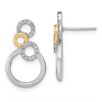 14k Two-Tone Gold & Diamond Circle Drop Earrings