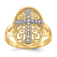 14k Two-Tone Gold & Diamond Filigree Ring