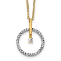 14k Two-Tone Gold & Diamond Circle Necklace