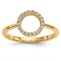 14k Gold and Diamond Open Circle Ring