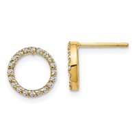 14k Yellow Gold & Diamond Open Circle Earrings