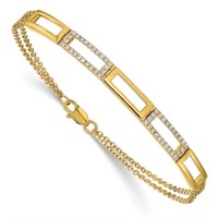 14k Gold & Diamond Rectangle Link Bracelet