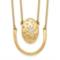 14k Gold & Diamond Satin Double Strand Necklace
