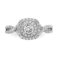 3/4 CT Lab Diamond Halo Engagement Ring 14k WG