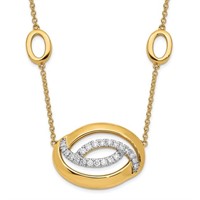 Designer Oval Modern Diamond 14k Gold Necklace
