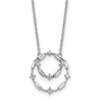 Diamond Double Circle Baguette Necklace 14k WG