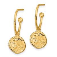Italian 14k Gold Reversible Coin Dangle Earrings