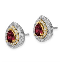 14k Two Tone Gold Diamond and Ruby Earrings