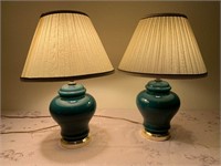 Set Of Dark Cyan Table Lamps 22”