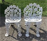 2-Victorian Cast Iron Garden Chairs