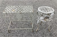 (2) Metal Patio Deck Small Side Tables