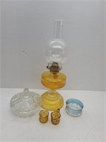 Oil Lamp, Amber Glass + NO SHIPPING