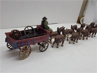 Cast iron wagon & horses with Amish couple